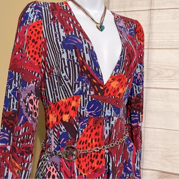 Free People Audrey Abstract Deep Plunge Neckline Romper - Picture 7 of 10